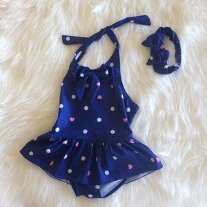 Polka Dot Skirt Suit & Matching Headband